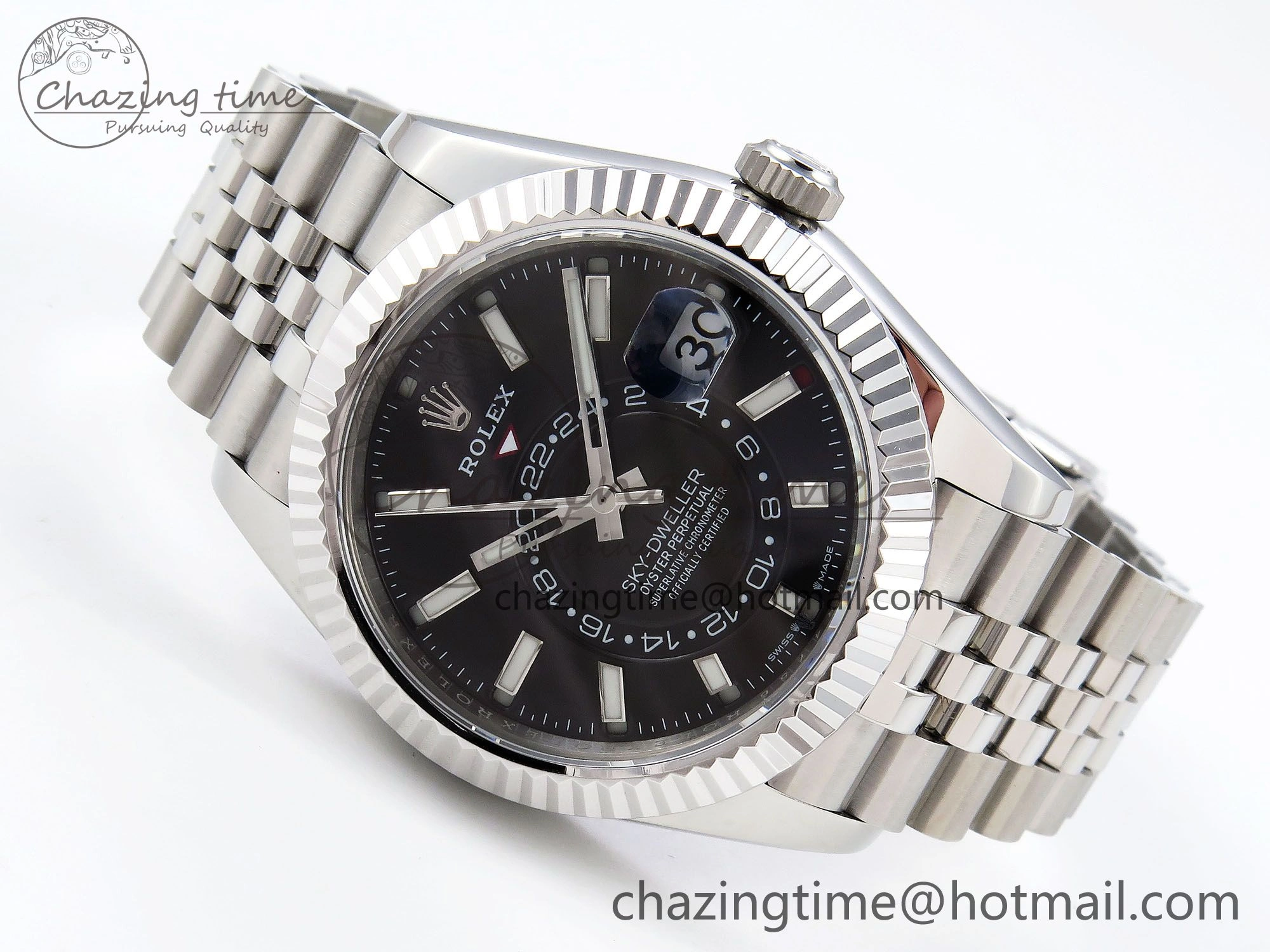 Sky-Dweller 326934 904L SS ZF 1:1 Best Edition Black Dial on SS Jubilee Bracelet A2824