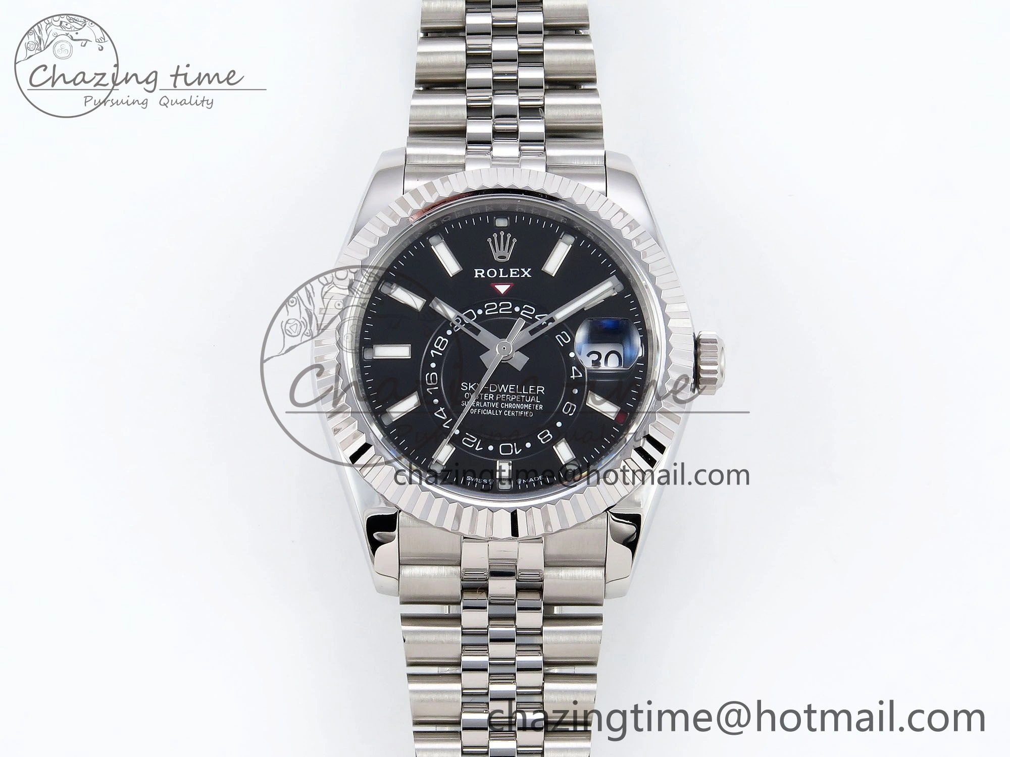 Sky-Dweller 326934 904L SS ZF 1:1 Best Edition Black Dial on SS Jubilee Bracelet A2824