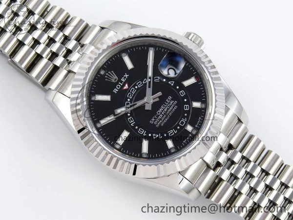 Sky-Dweller 326934 904L SS ZF 1:1 Best Edition Black Dial on SS Jubilee Bracelet A2824