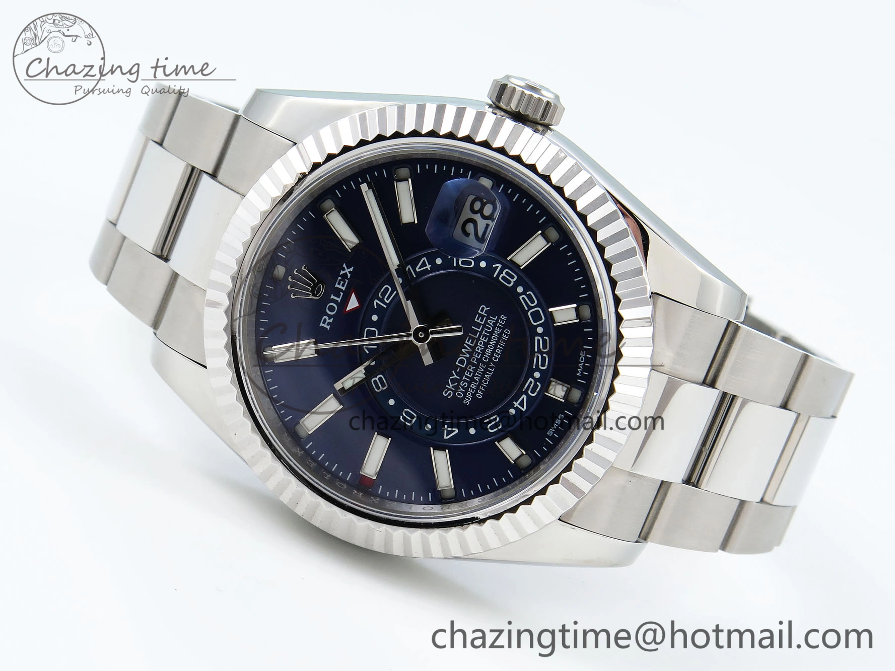 Sky-Dweller 326934 904L SS ZF 1:1 Best Edition Blue Dial on SS Bracelet A2824