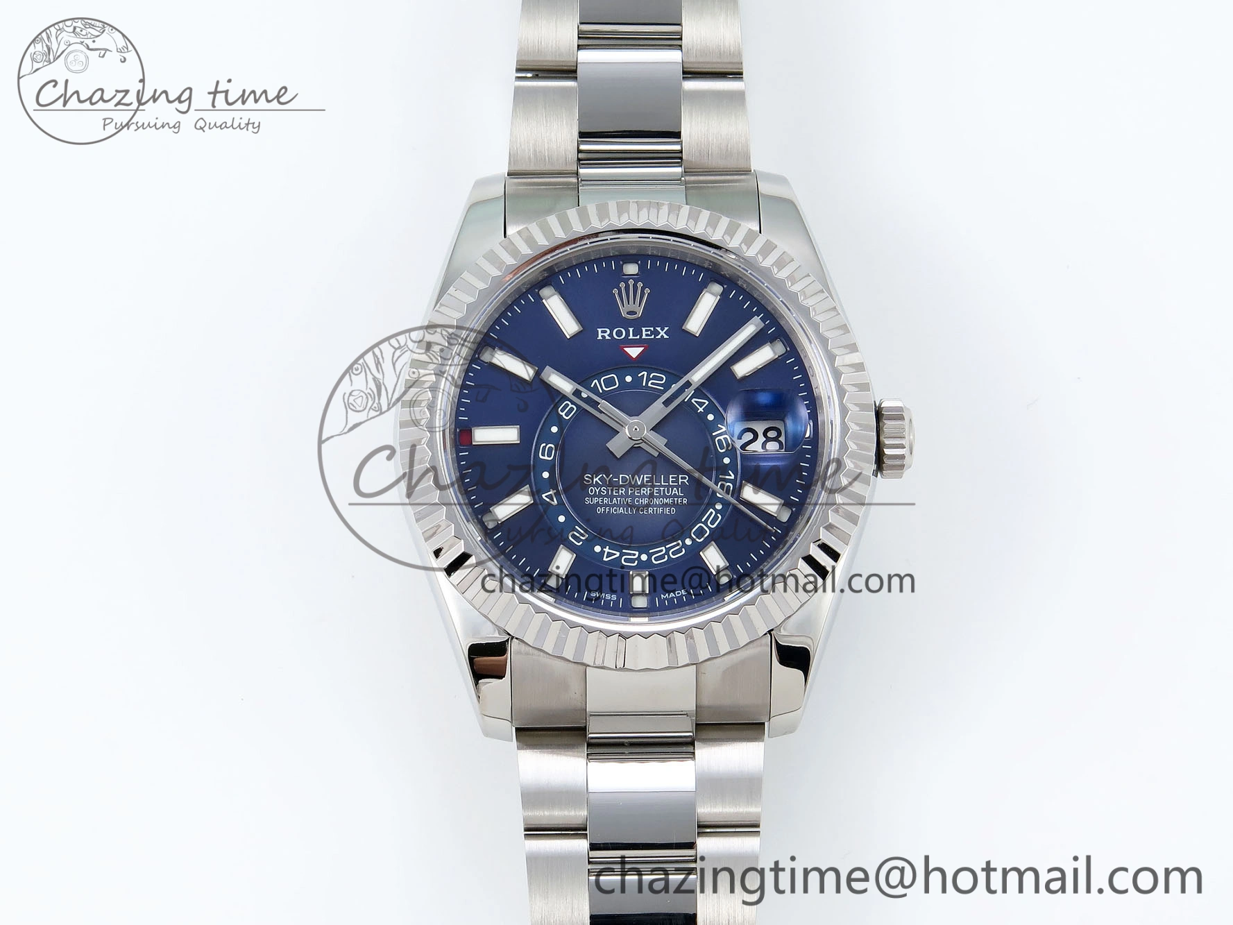 Sky-Dweller 326934 904L SS ZF 1:1 Best Edition Blue Dial on SS Bracelet A2824