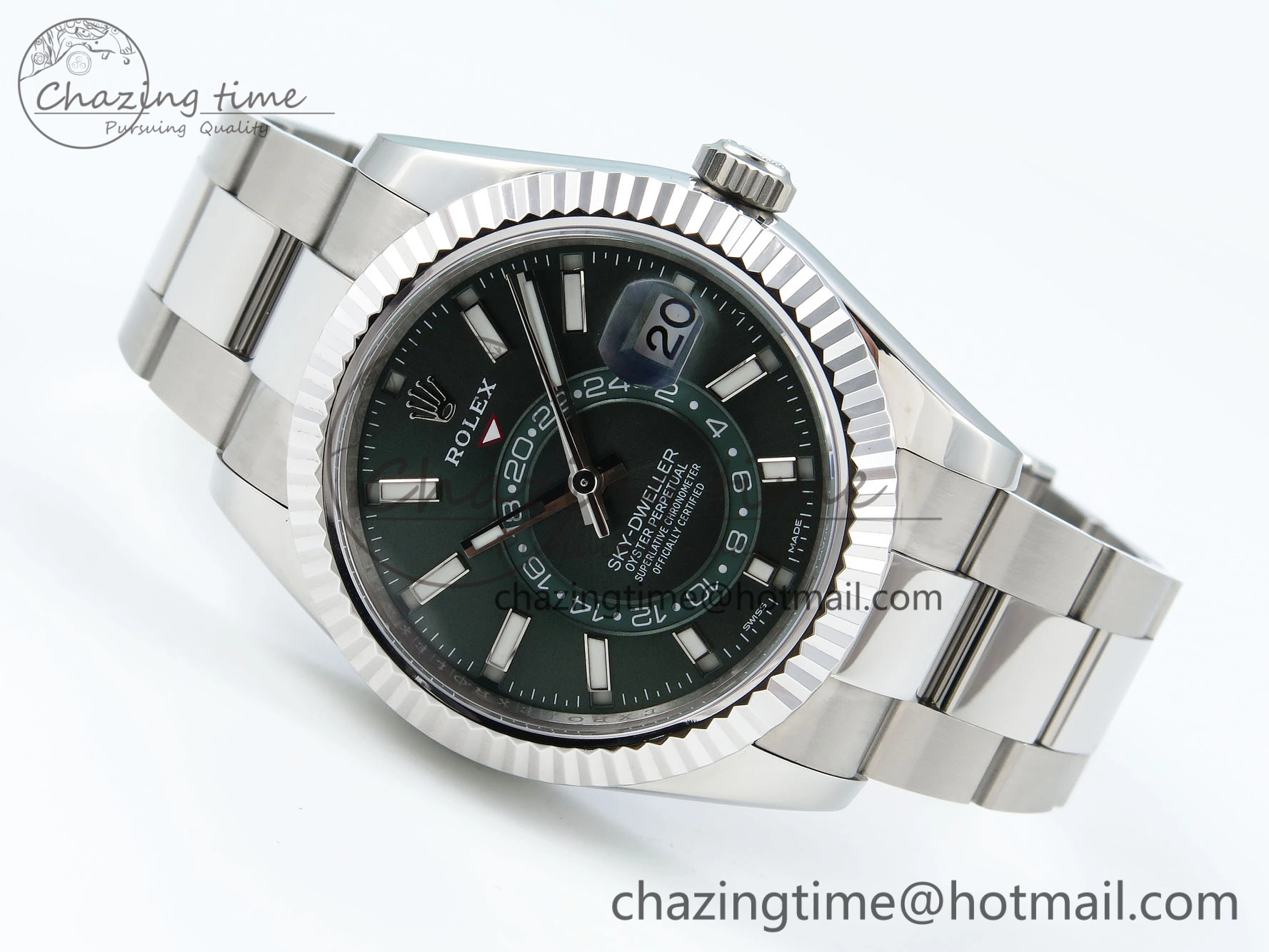 Sky-Dweller 326934 904L SS ZF 1:1 Best Edition Green Dial on SS Bracelet A2824
