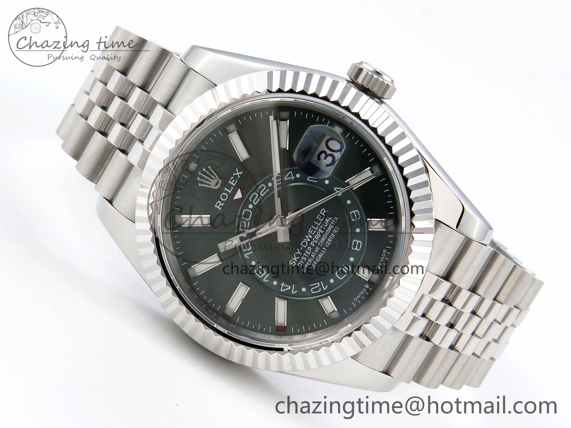 Sky-Dweller 326934 904L SS ZF 1:1 Best Edition Green Dial on SS Jubilee Bracelet A2824
