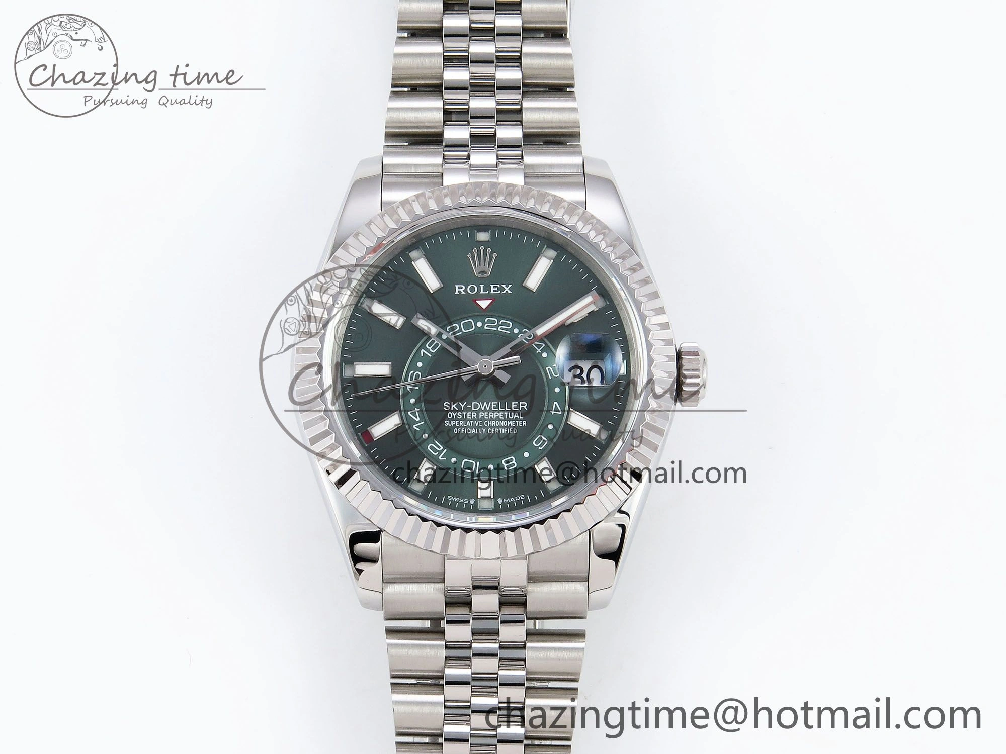 Sky-Dweller 326934 904L SS ZF 1:1 Best Edition Green Dial on SS Jubilee Bracelet A2824