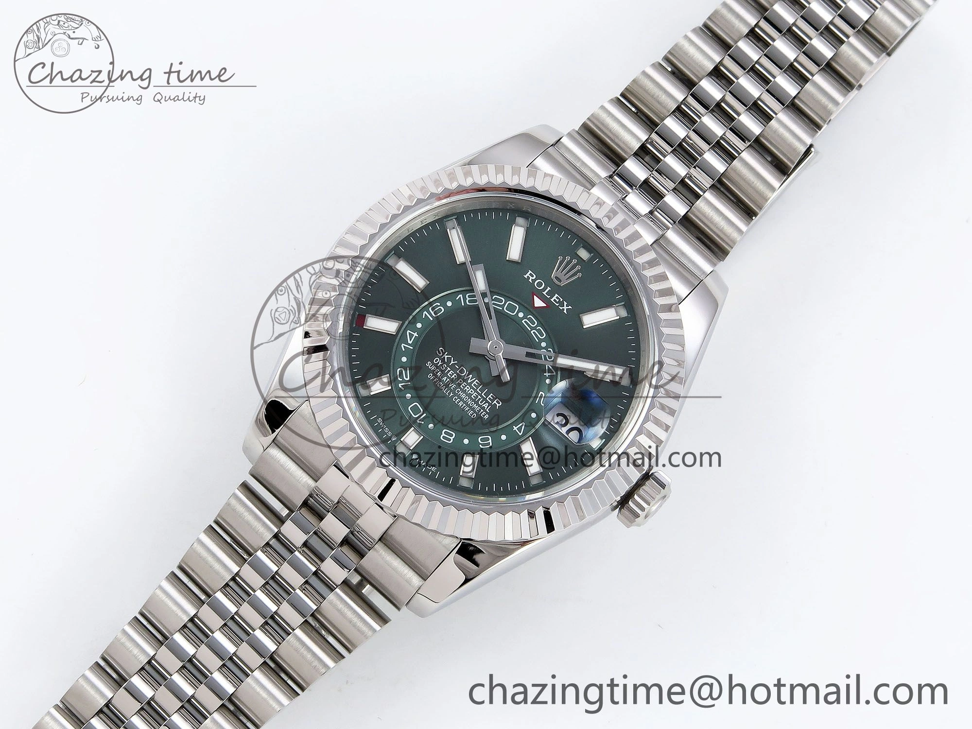 Sky-Dweller 326934 904L SS ZF 1:1 Best Edition Green Dial on SS Jubilee Bracelet A2824