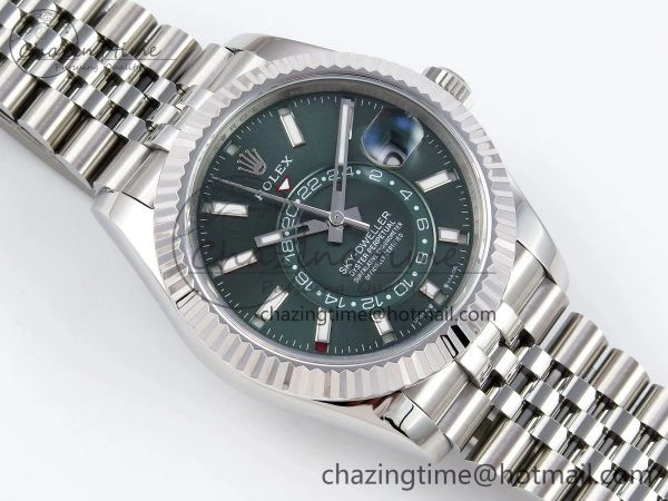 Sky-Dweller 326934 904L SS ZF 1:1 Best Edition Green Dial on SS Jubilee Bracelet A2824