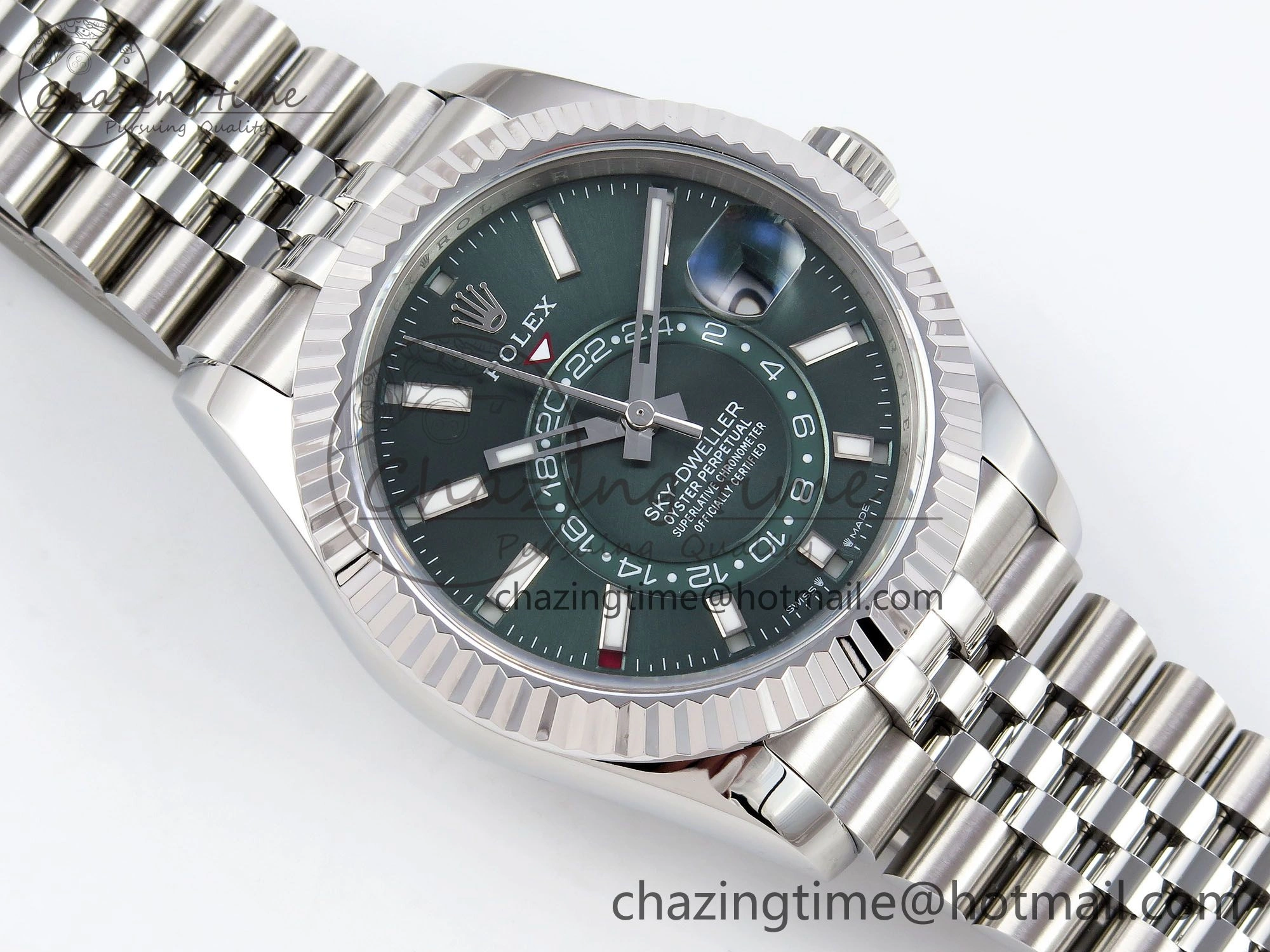 Sky-Dweller 326934 904L SS ZF 1:1 Best Edition Green Dial on SS Jubilee Bracelet A2824