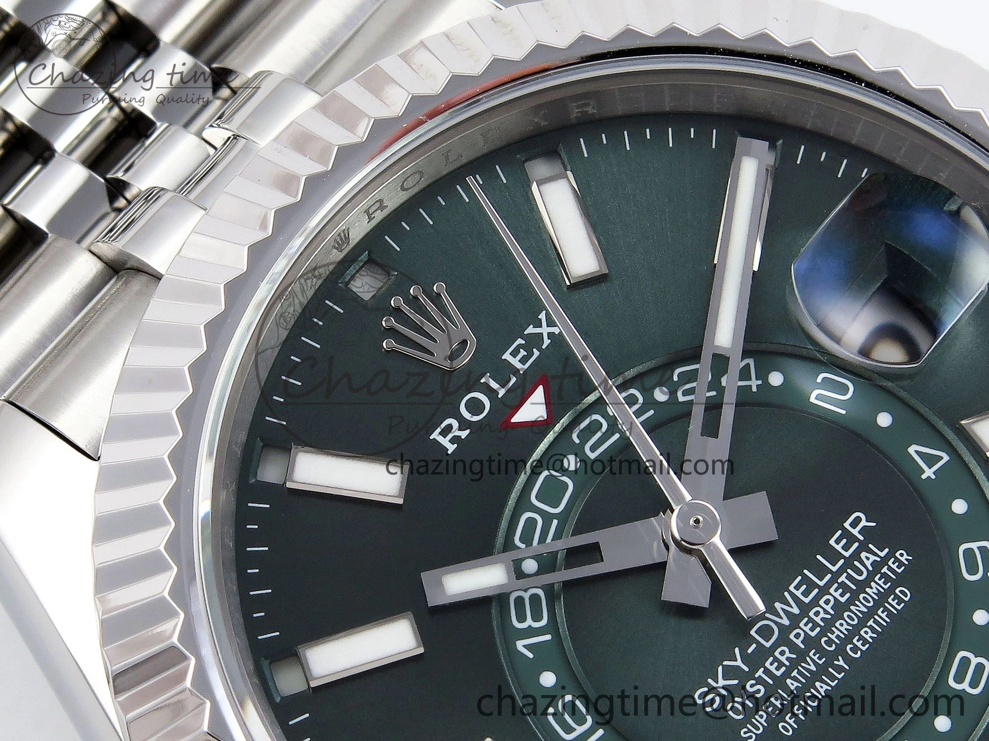 Sky-Dweller 326934 904L SS ZF 1:1 Best Edition Green Dial on SS Jubilee Bracelet A2824