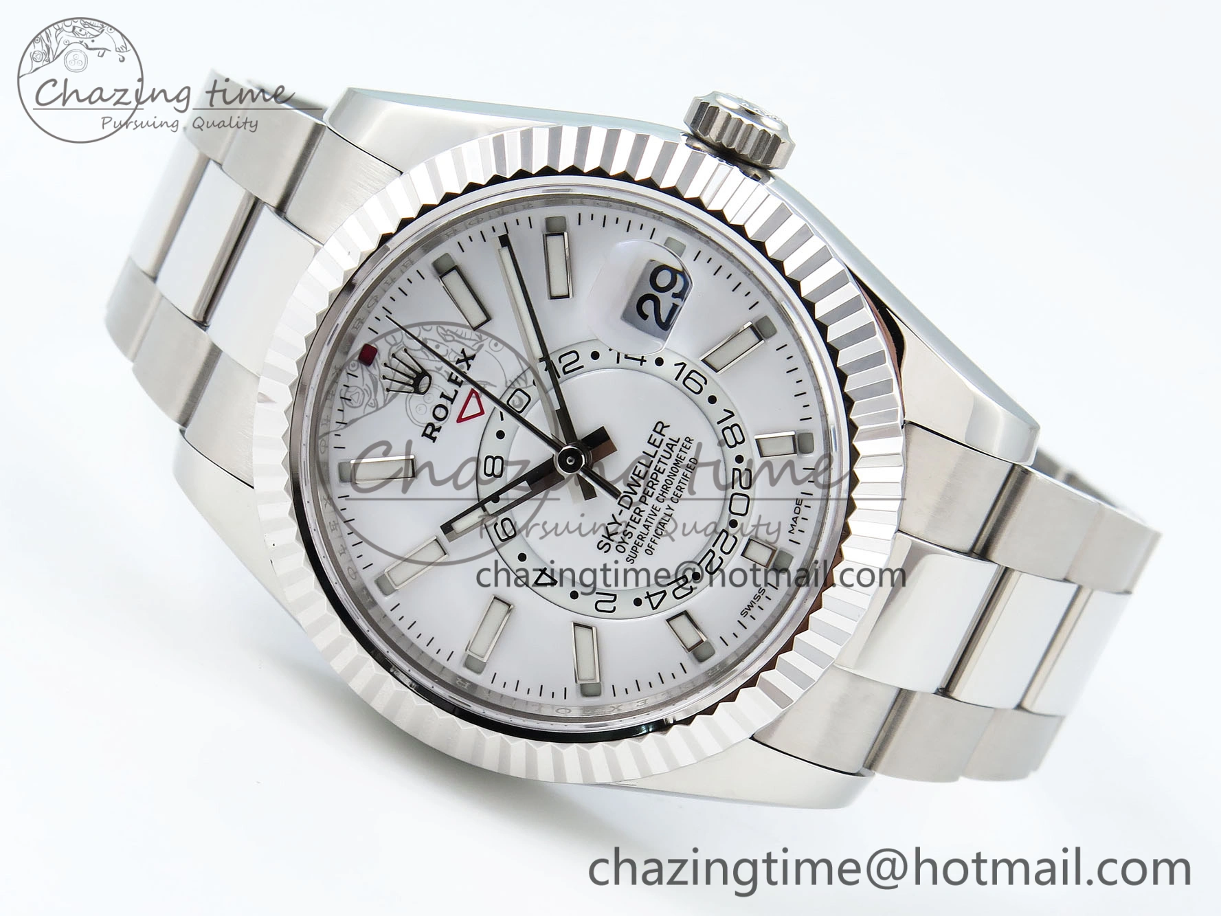 Sky-Dweller 326934 904L SS ZF 1:1 Best Edition White Dial on SS Bracelet A2824