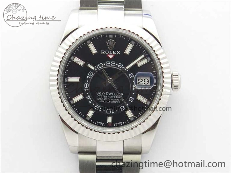 Sky-Dweller 326934 SS Noob 1:1 Best Edition Black Dial on SS Bracelet Asian 23J to 9001