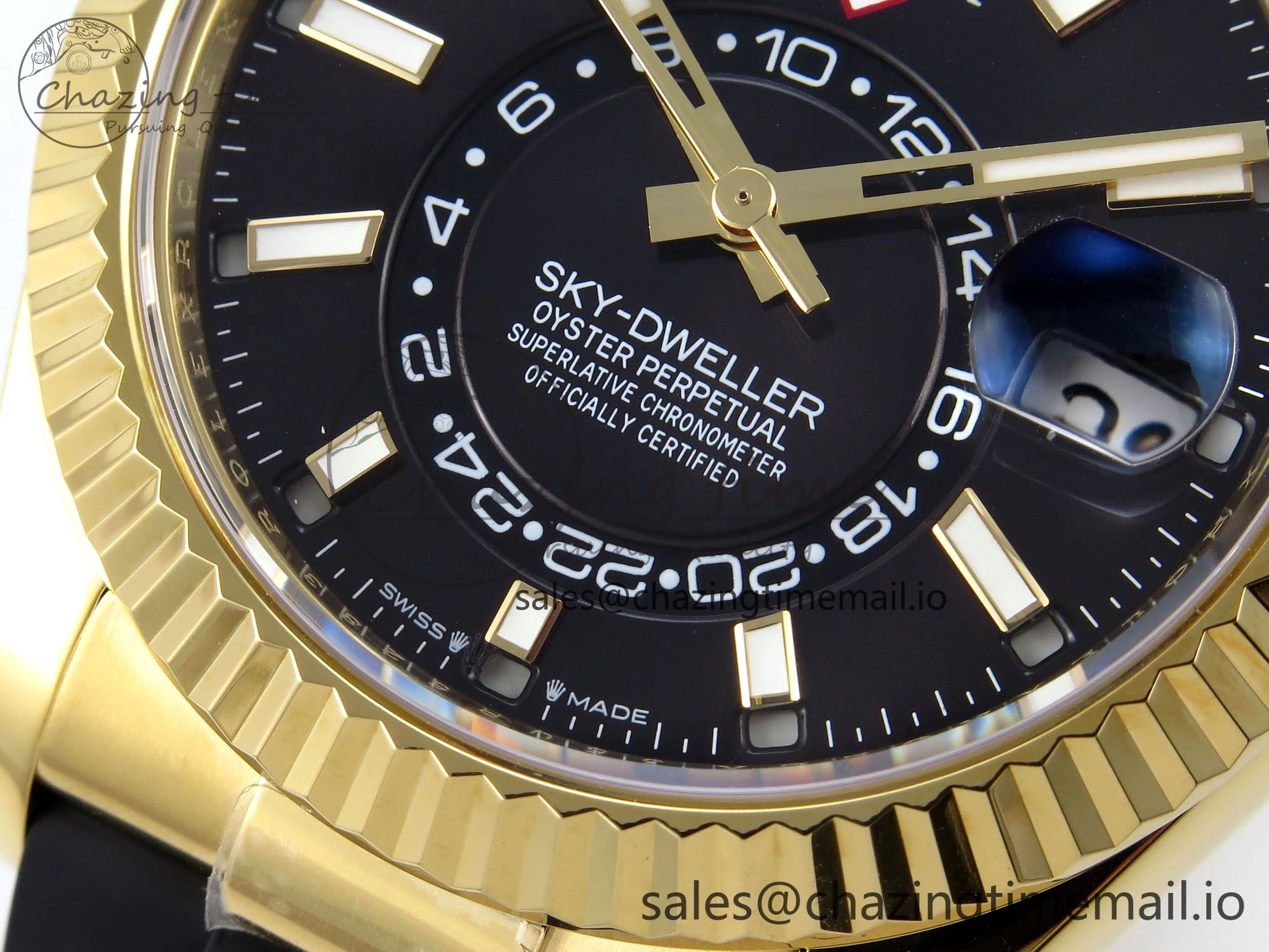 Sky-Dweller 336238 YG ZF 1:1 Best Edition Black Dial on Oysterflex Strap A23J (Gain Weight)
