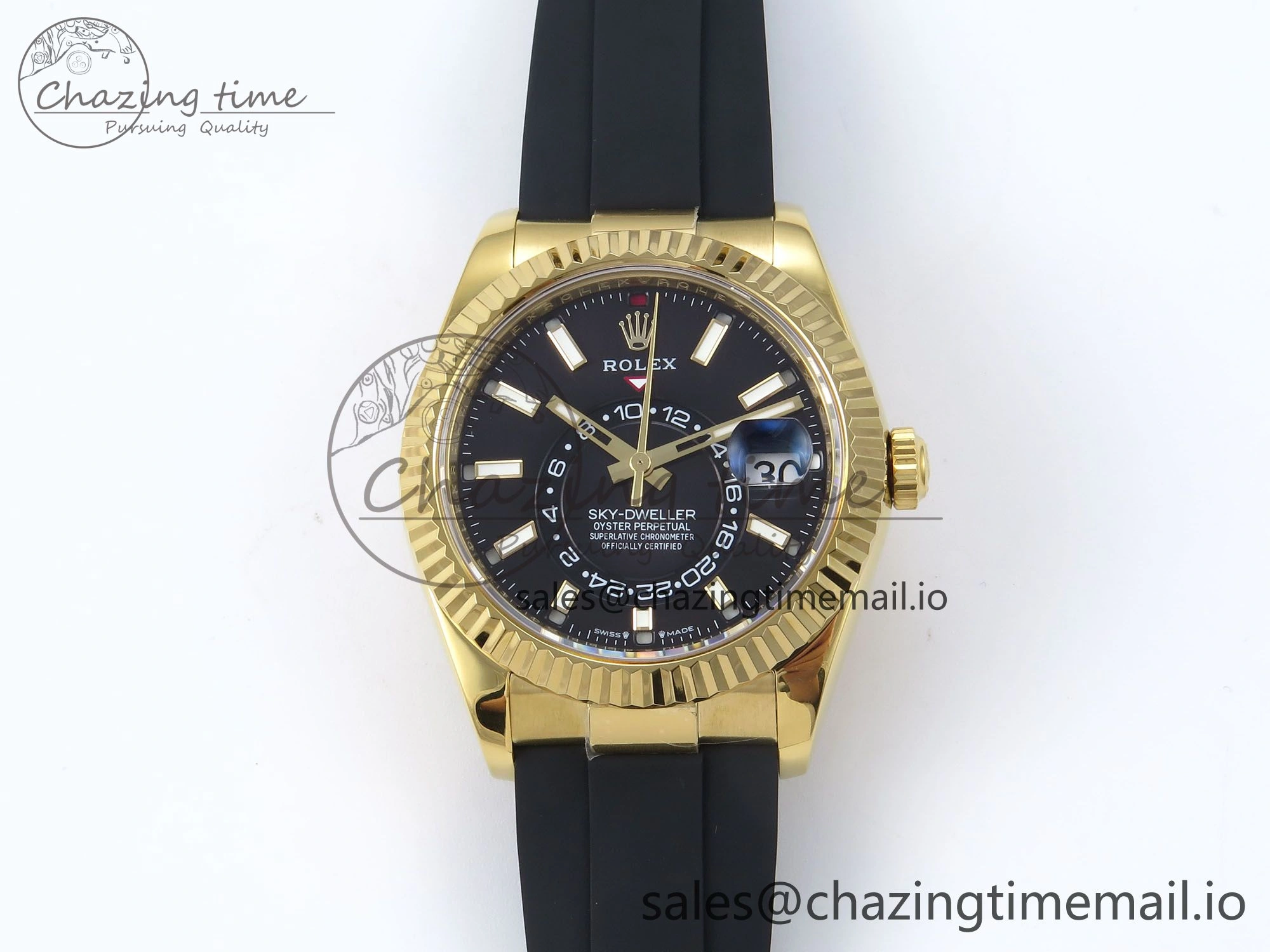 Sky-Dweller 336238 YG ZF 1:1 Best Edition Black Dial on Oysterflex Strap A23J (Gain Weight)