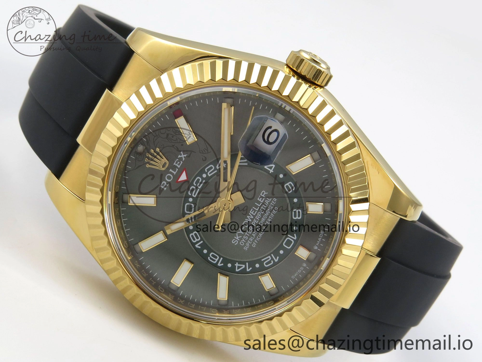 Sky-Dweller 336238 YG ZF 1:1 Best Edition Mint Green Dial on Oysterflex Rubber Strap Asian 2824(Gain Weight)