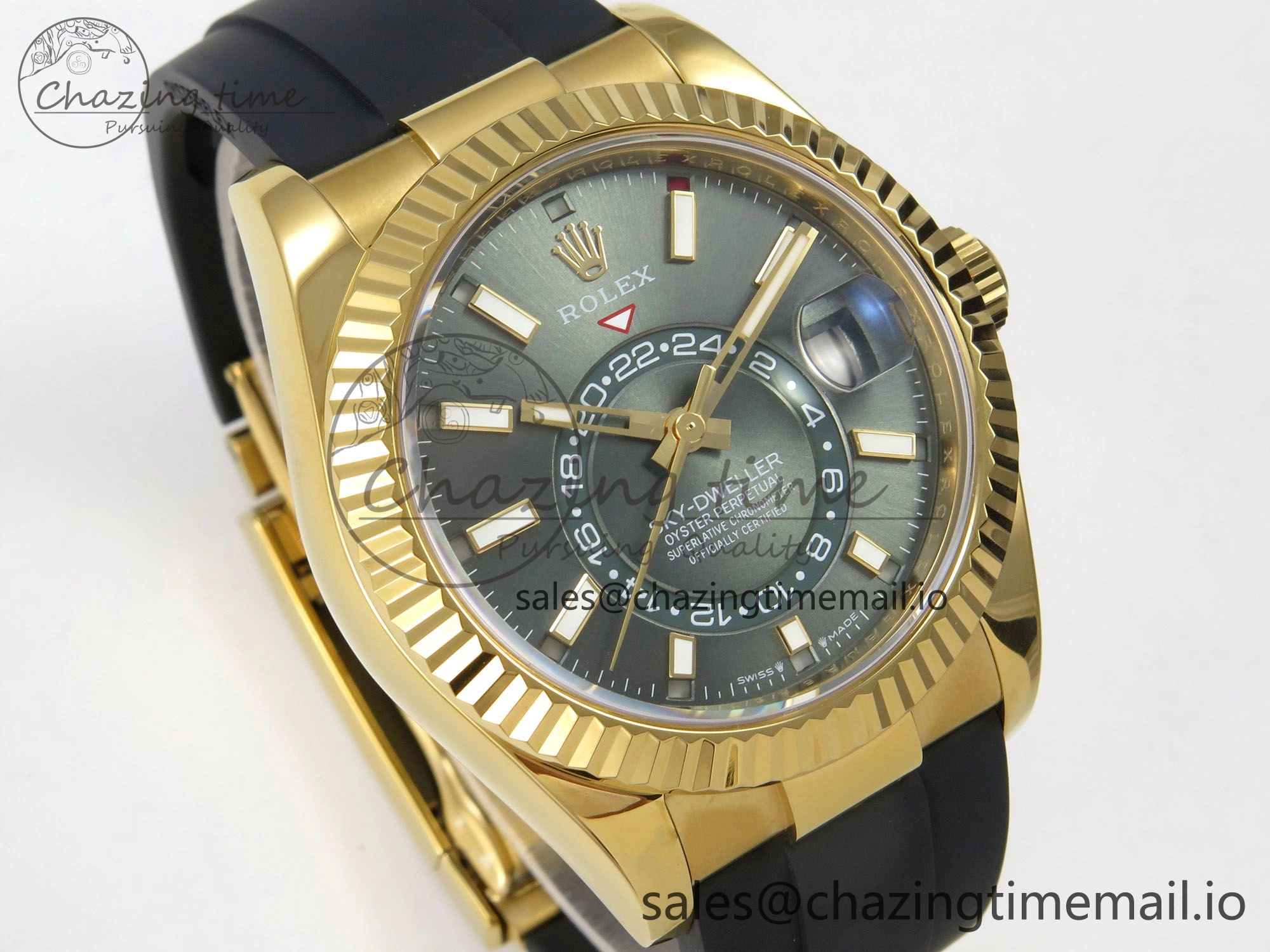 Sky-Dweller 336238 YG ZF 1:1 Best Edition Mint Green Dial on Oysterflex Rubber Strap Asian 2824(Gain Weight)