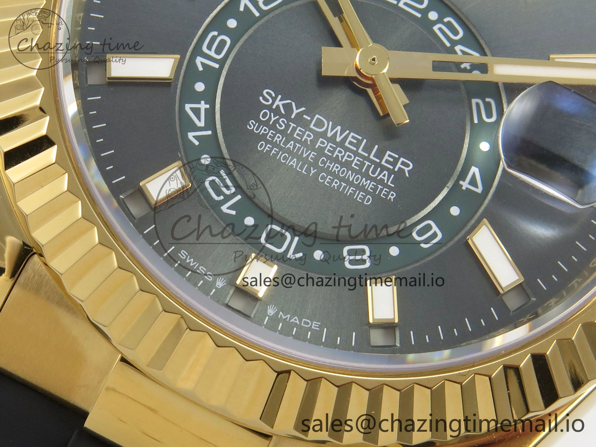 Sky-Dweller 336238 YG ZF 1:1 Best Edition Mint Green Dial on Oysterflex Rubber Strap Asian 2824(Gain Weight)