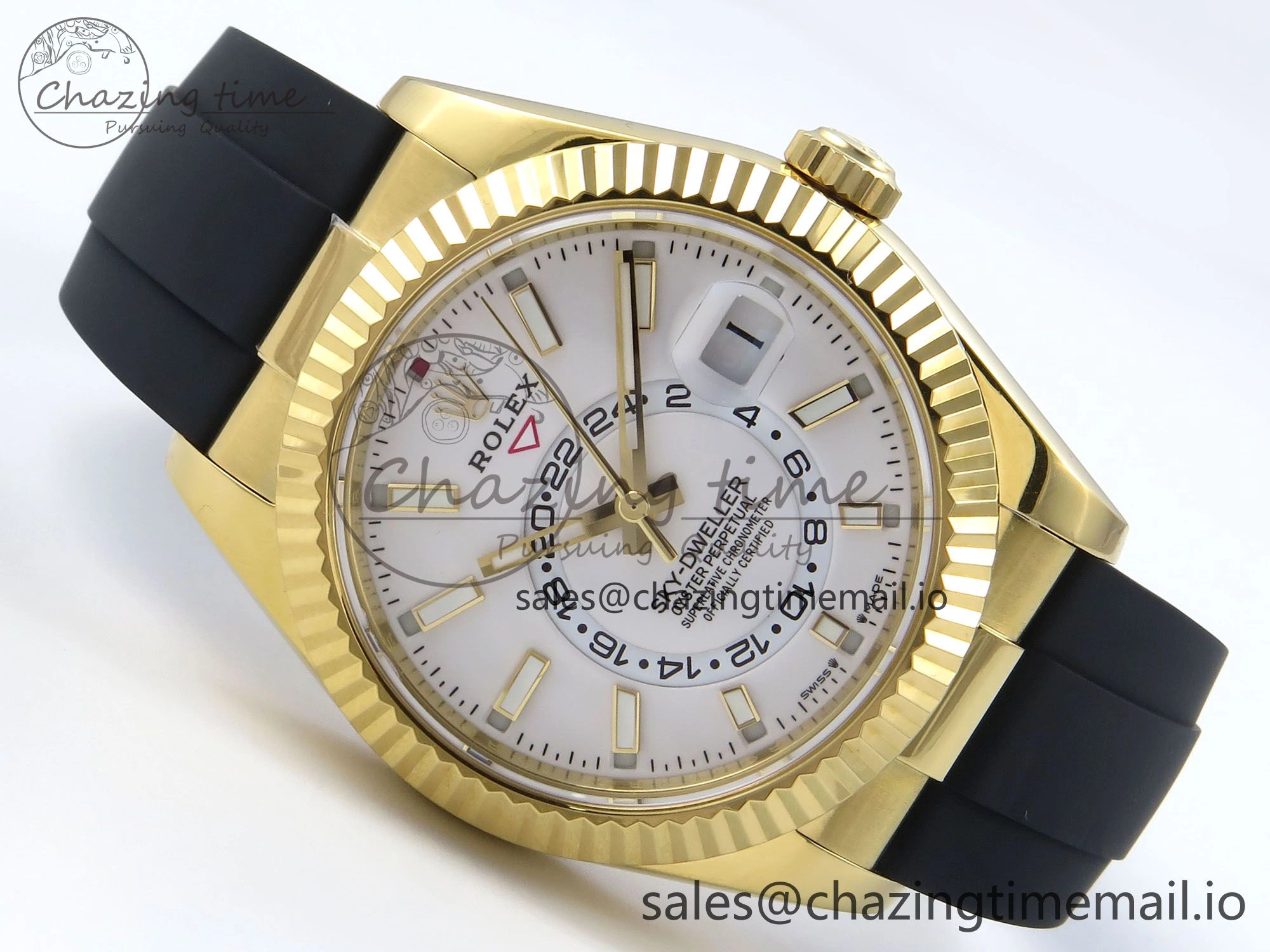Sky-Dweller 336238 YG ZF 1:1 Best Edition White Dial on Oysterflex Strap A23J (Gain Weight)