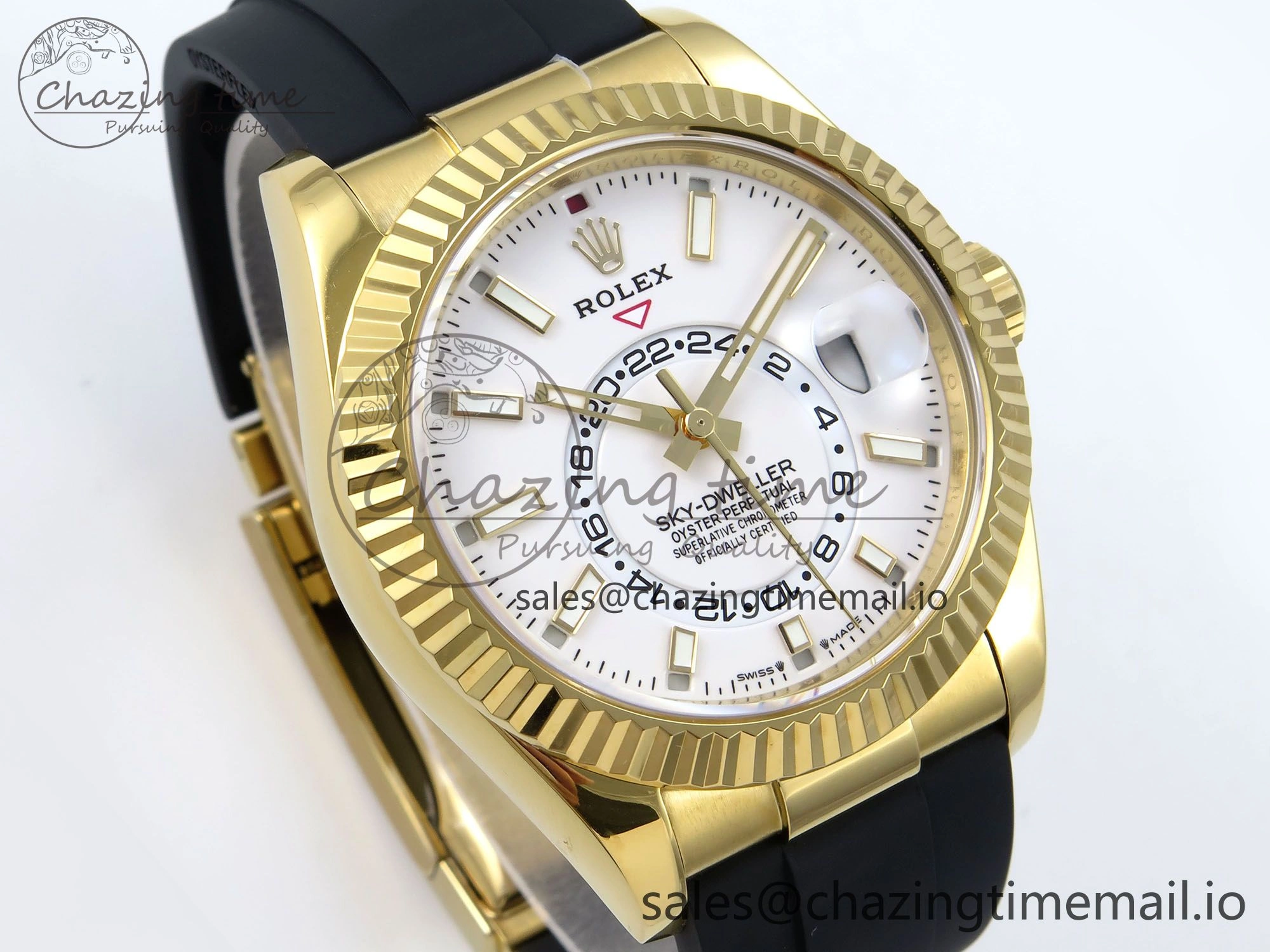 Sky-Dweller 336238 YG ZF 1:1 Best Edition White Dial on Oysterflex Strap A23J (Gain Weight)