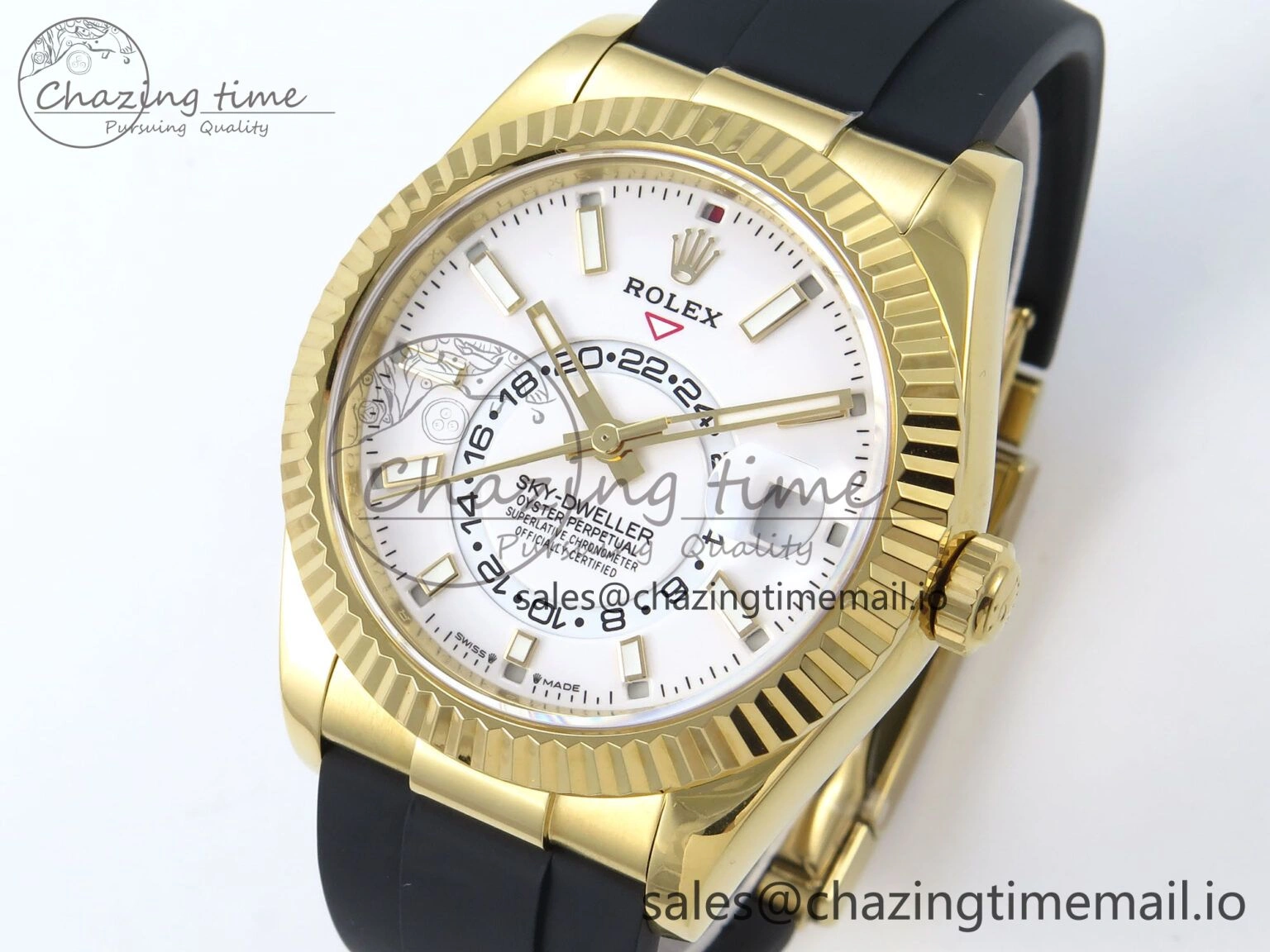 Sky-Dweller 336238 YG ZF 1:1 Best Edition White Dial on Oysterflex Strap A23J (Gain Weight)