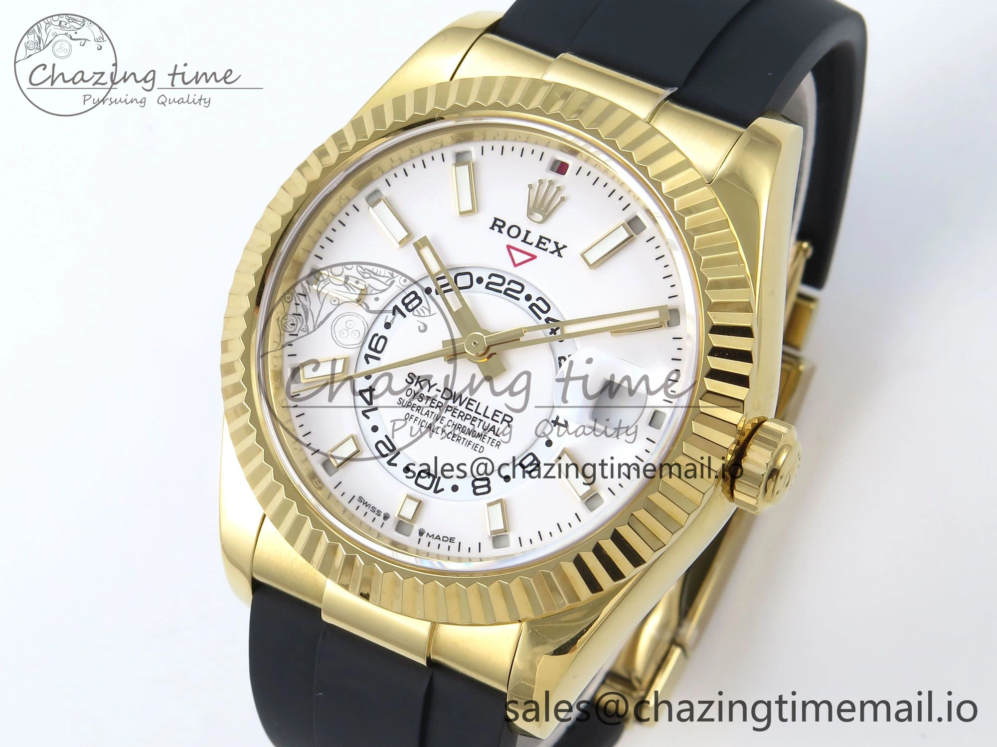 Sky-Dweller 336238 YG ZF 1:1 Best Edition White Dial on Oysterflex Strap A23J (Gain Weight)