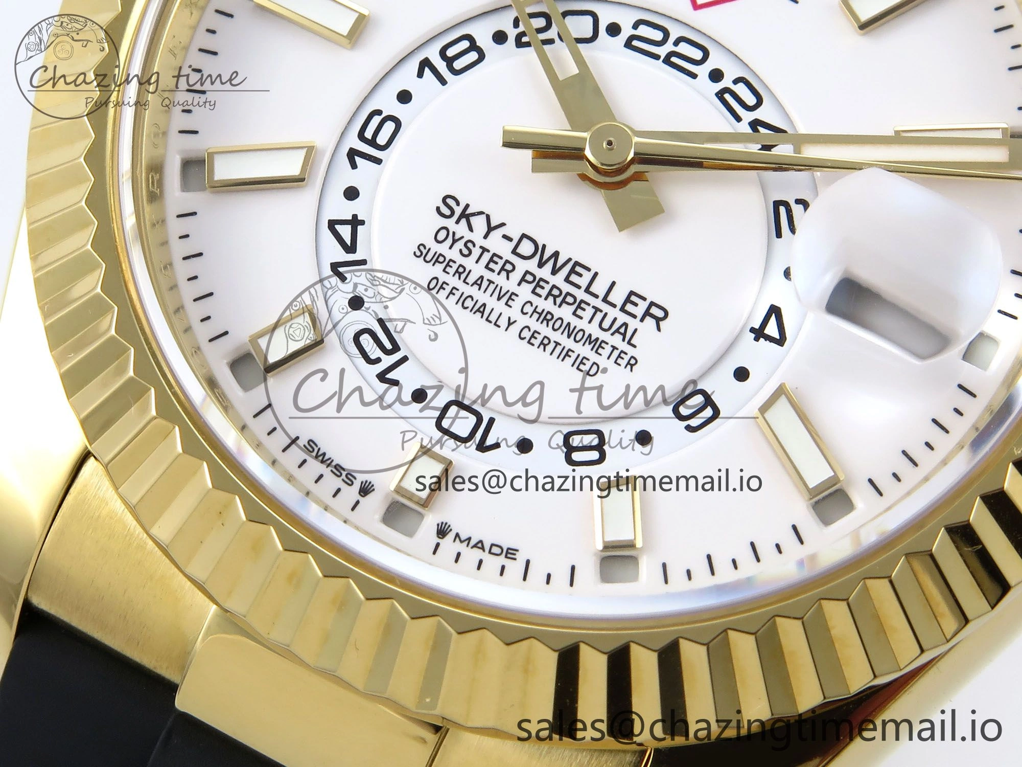 Sky-Dweller 336238 YG ZF 1:1 Best Edition White Dial on Oysterflex Strap A23J (Gain Weight)