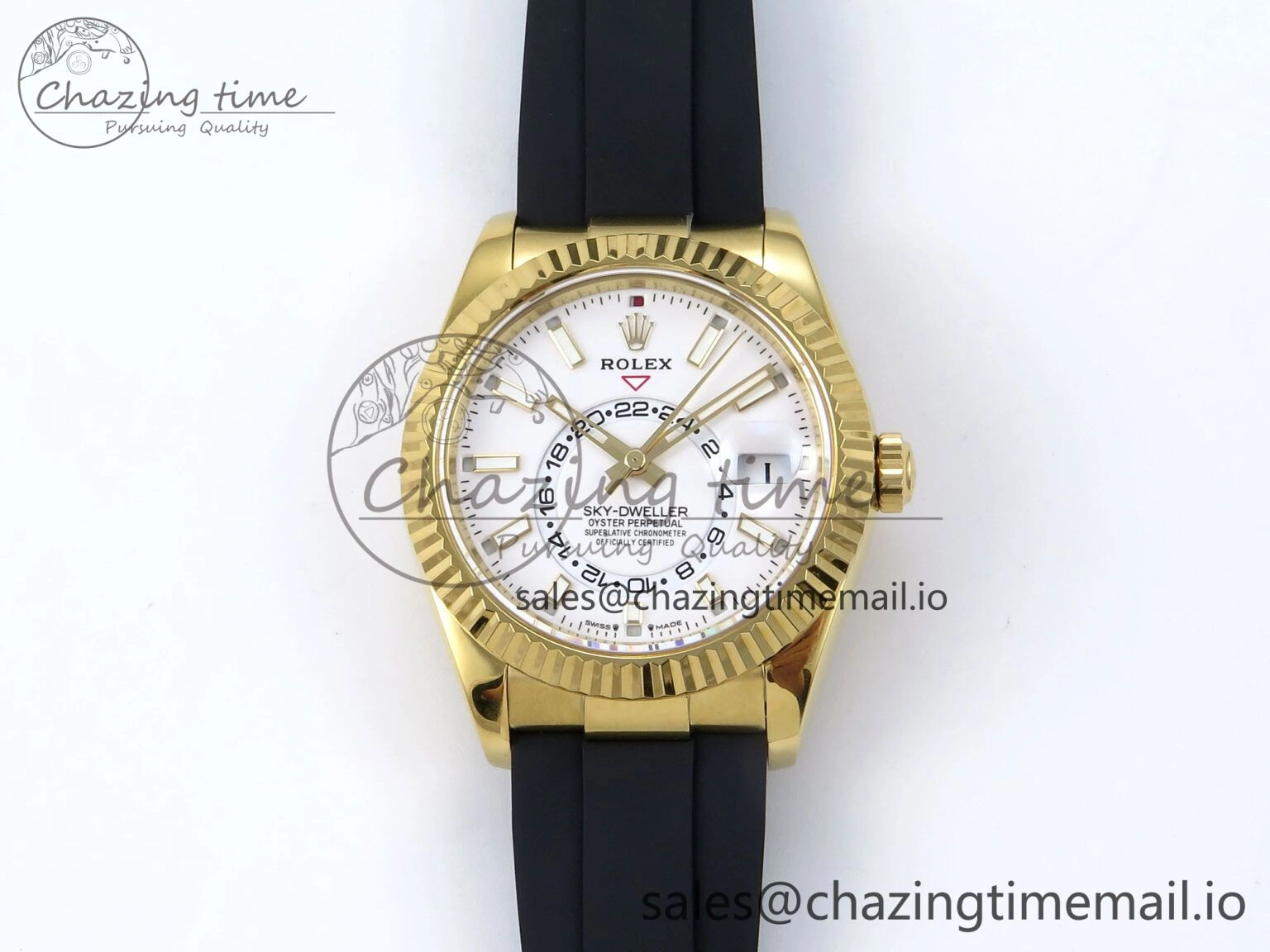 Sky-Dweller 336238 YG ZF 1:1 Best Edition White Dial on Oysterflex Strap A23J (Gain Weight)