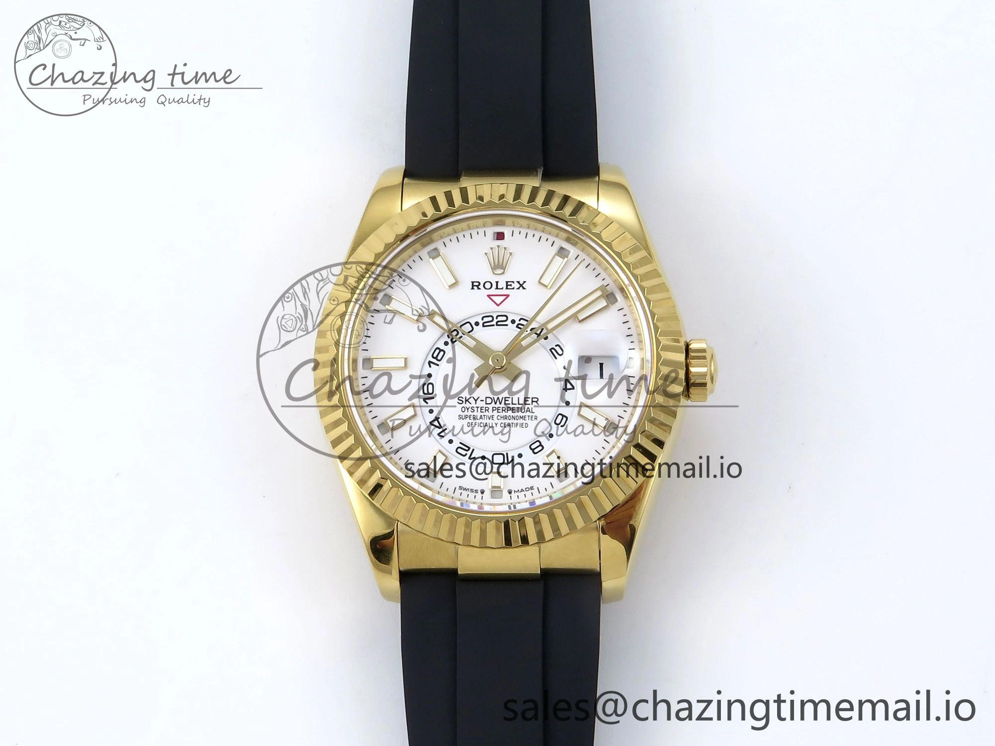 Sky-Dweller 336238 YG ZF 1:1 Best Edition White Dial on Oysterflex Strap A23J (Gain Weight)