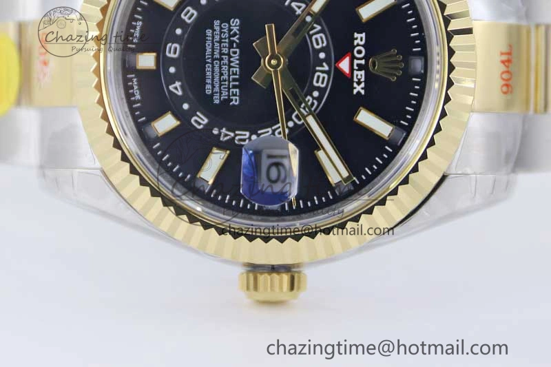 Sky-Dweller 904L SS YG Noob 1:1 Best Edition Black Dial on SS YG Bracelet Asian 23J to 9001