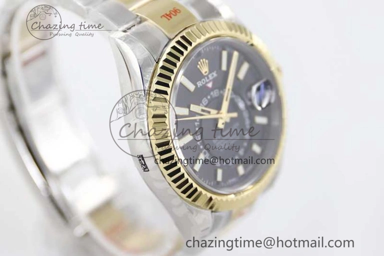 Sky-Dweller 904L SS YG Noob 1:1 Best Edition Black Dial on SS YG Bracelet Asian 23J to 9001