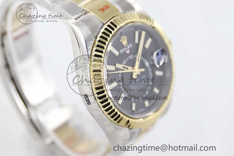Sky-Dweller 904L SS YG Noob 1:1 Best Edition Black Dial on SS YG Bracelet Asian 23J to 9001