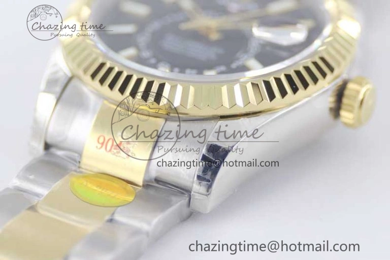 Sky-Dweller 904L SS YG Noob 1:1 Best Edition Black Dial on SS YG Bracelet Asian 23J to 9001