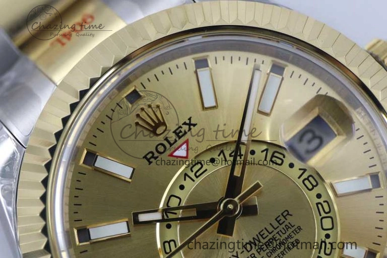 Sky-Dweller 904L SS YG Noob 1:1 Best Edition Gold Dial on SS YG Bracelet Asian 23J to 9001