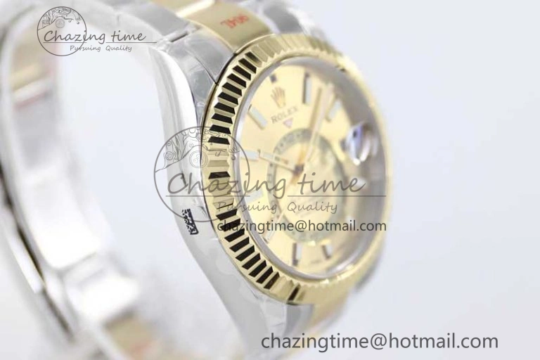 Sky-Dweller 904L SS YG Noob 1:1 Best Edition Gold Dial on SS YG Bracelet Asian 23J to 9001