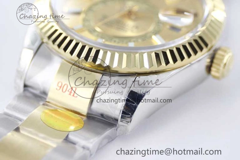 Sky-Dweller 904L SS YG Noob 1:1 Best Edition Gold Dial on SS YG Bracelet Asian 23J to 9001