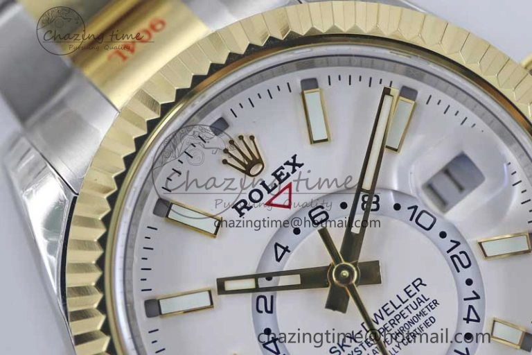 Sky-Dweller 904L SS YG Noob 1:1 Best Edition White Dial on SS YG Bracelet Asian 23J to 9001