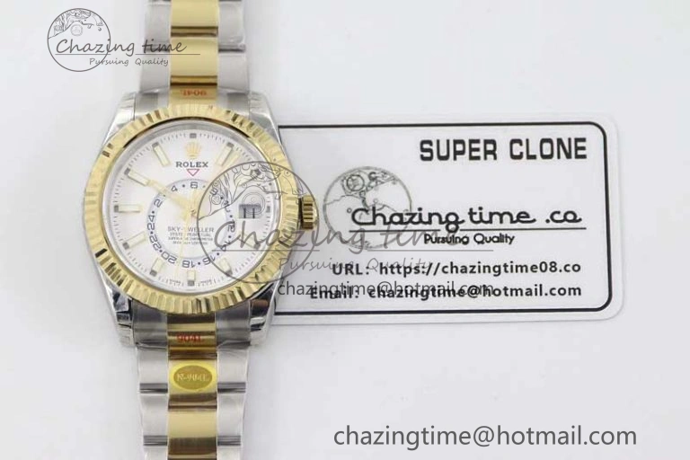 Sky-Dweller 904L SS YG Noob 1:1 Best Edition White Dial on SS YG Bracelet Asian 23J to 9001