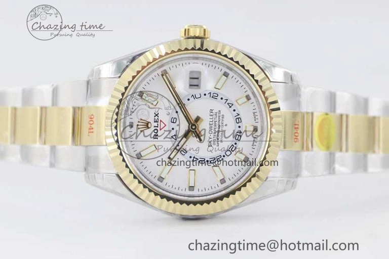 Sky-Dweller 904L SS YG Noob 1:1 Best Edition White Dial on SS YG Bracelet Asian 23J to 9001