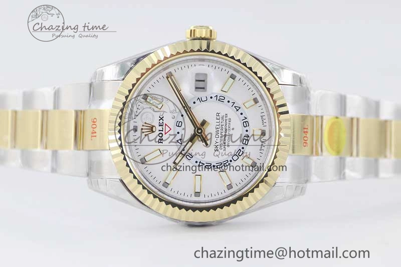 Sky-Dweller 904L SS YG Noob 1:1 Best Edition White Dial on SS YG Bracelet Asian 23J to 9001