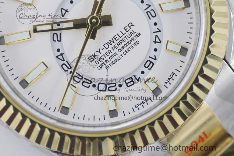 Sky-Dweller 904L SS YG Noob 1:1 Best Edition White Dial on SS YG Bracelet Asian 23J to 9001