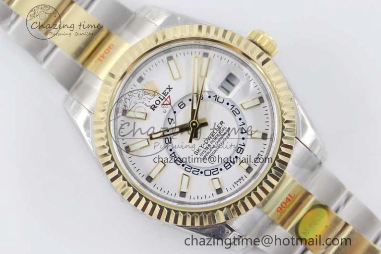 Sky-Dweller 904L SS YG Noob 1:1 Best Edition White Dial on SS YG Bracelet Asian 23J to 9001