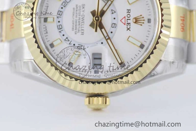 Sky-Dweller 904L SS YG Noob 1:1 Best Edition White Dial on SS YG Bracelet Asian 23J to 9001