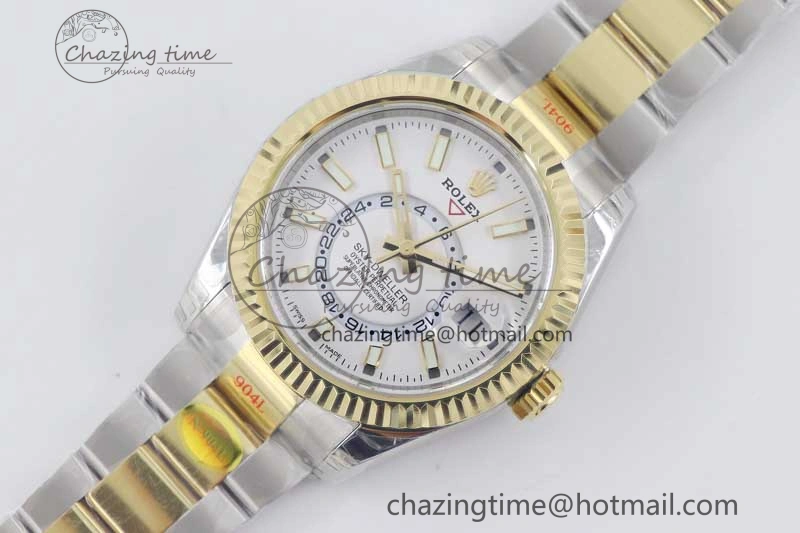 Sky-Dweller 904L SS YG Noob 1:1 Best Edition White Dial on SS YG Bracelet Asian 23J to 9001