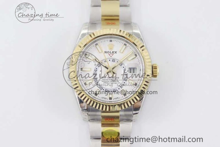 Sky-Dweller 904L SS YG Noob 1:1 Best Edition White Dial on SS YG Bracelet Asian 23J to 9001