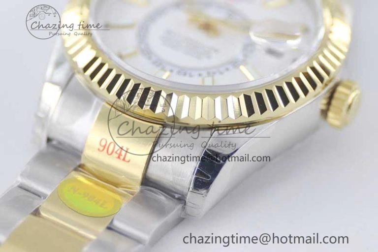 Sky-Dweller 904L SS YG Noob 1:1 Best Edition White Dial on SS YG Bracelet Asian 23J to 9001