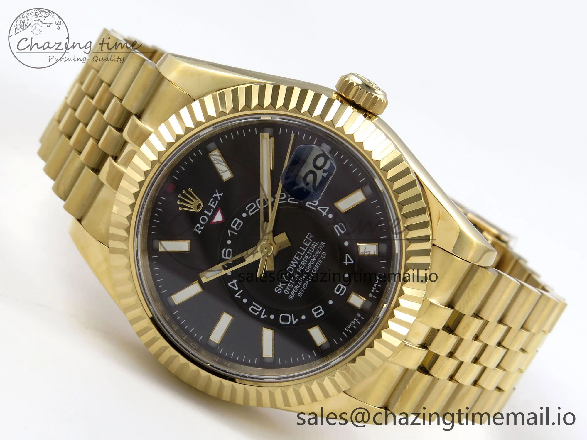 Sky-Dweller YG Noob Best Edition Black Dial on YG Jubilee Bracelet A23J
