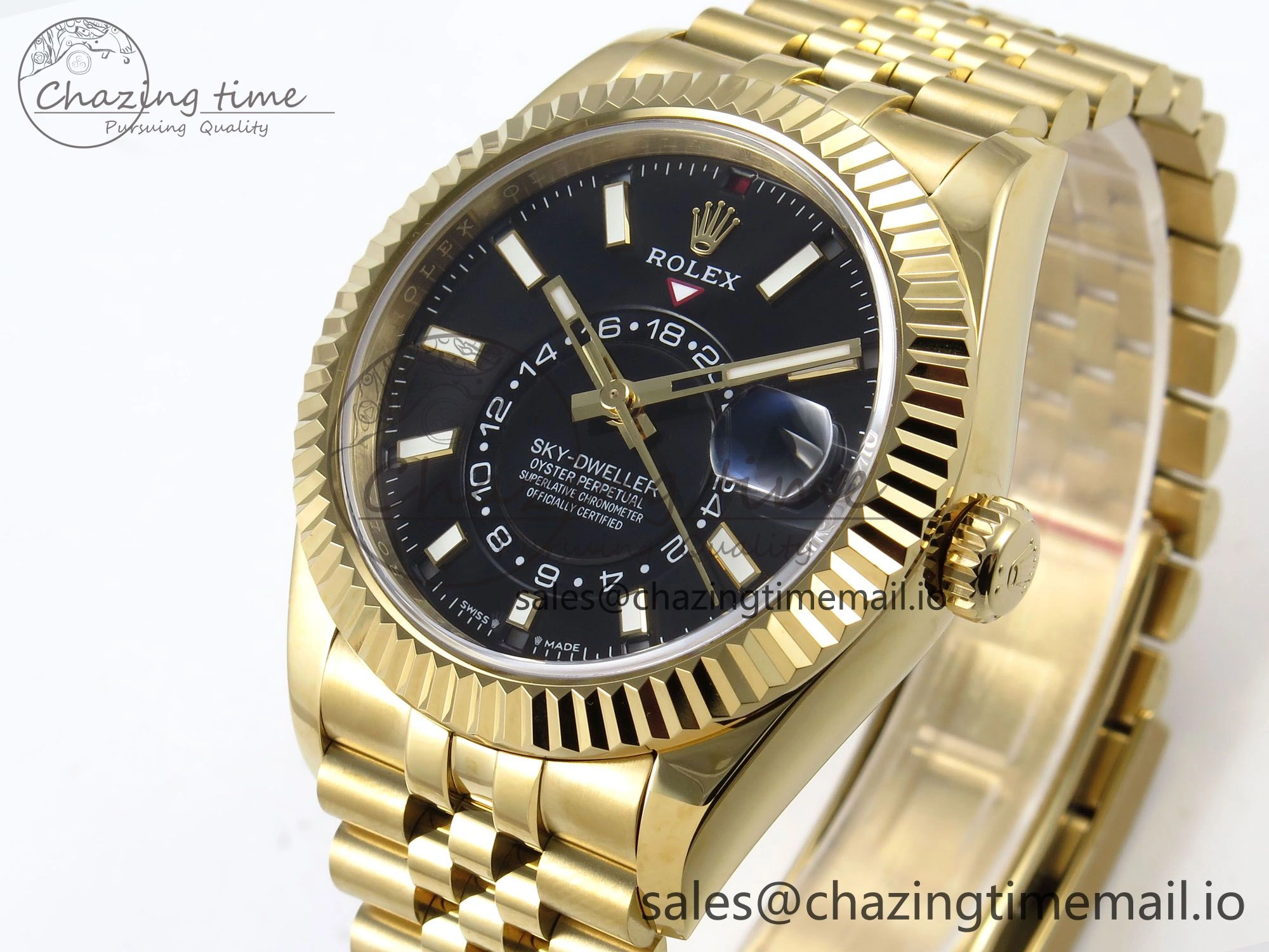 Sky-Dweller YG Noob Best Edition Black Dial on YG Jubilee Bracelet A23J