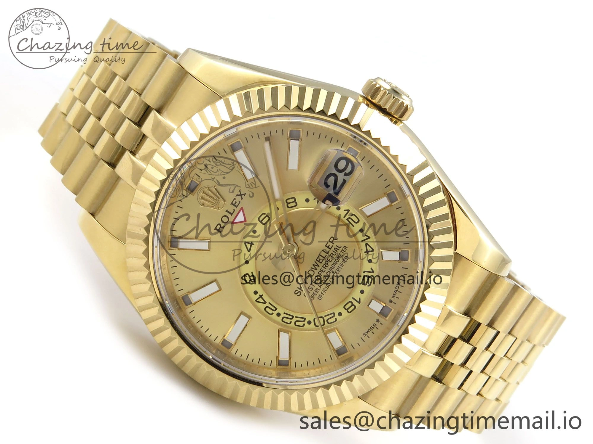 Sky-Dweller YG Noob Best Edition Gold Dial on YG Jubilee Bracelet A23J