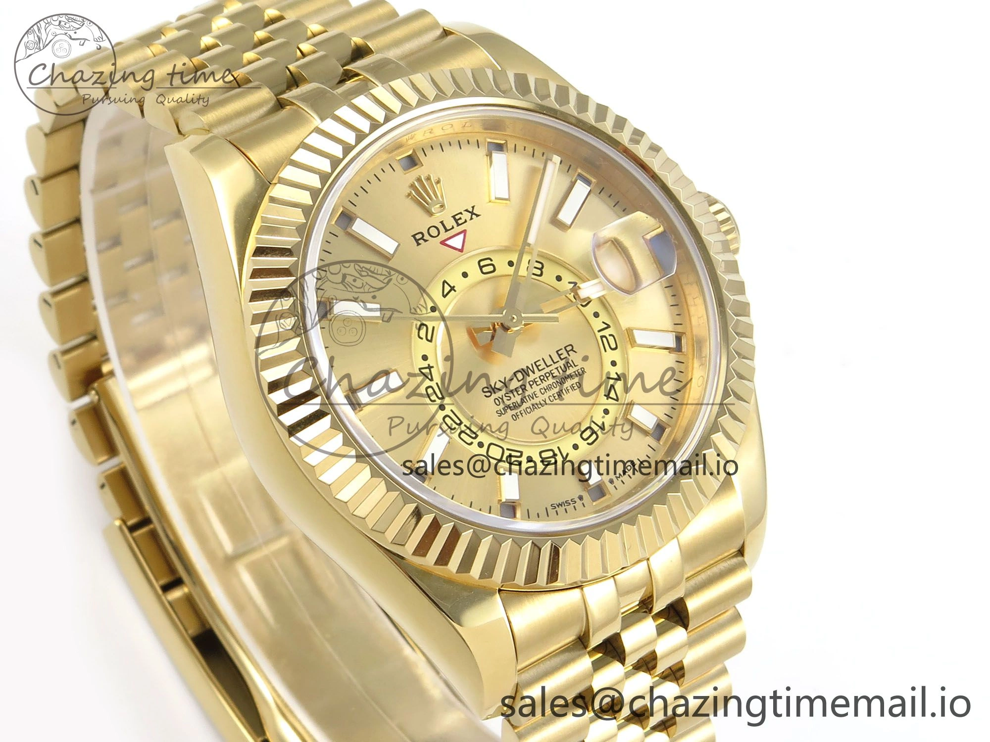 Sky-Dweller YG Noob Best Edition Gold Dial on YG Jubilee Bracelet A23J
