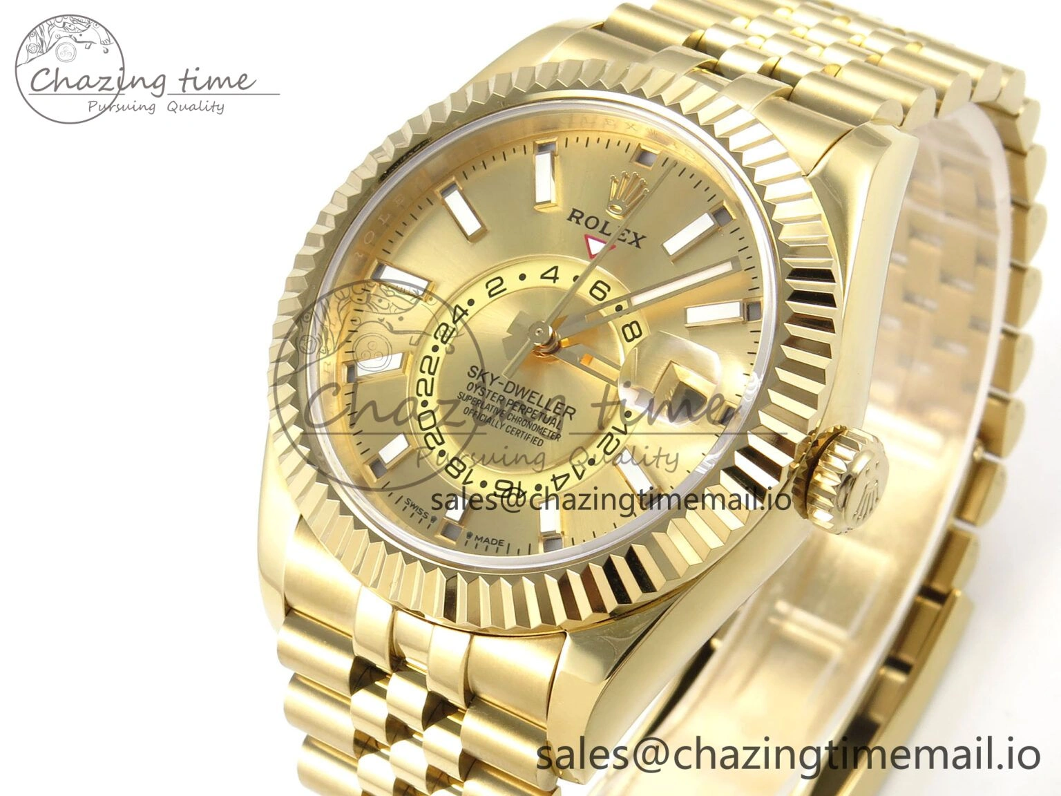 Sky-Dweller YG Noob Best Edition Gold Dial on YG Jubilee Bracelet A23J