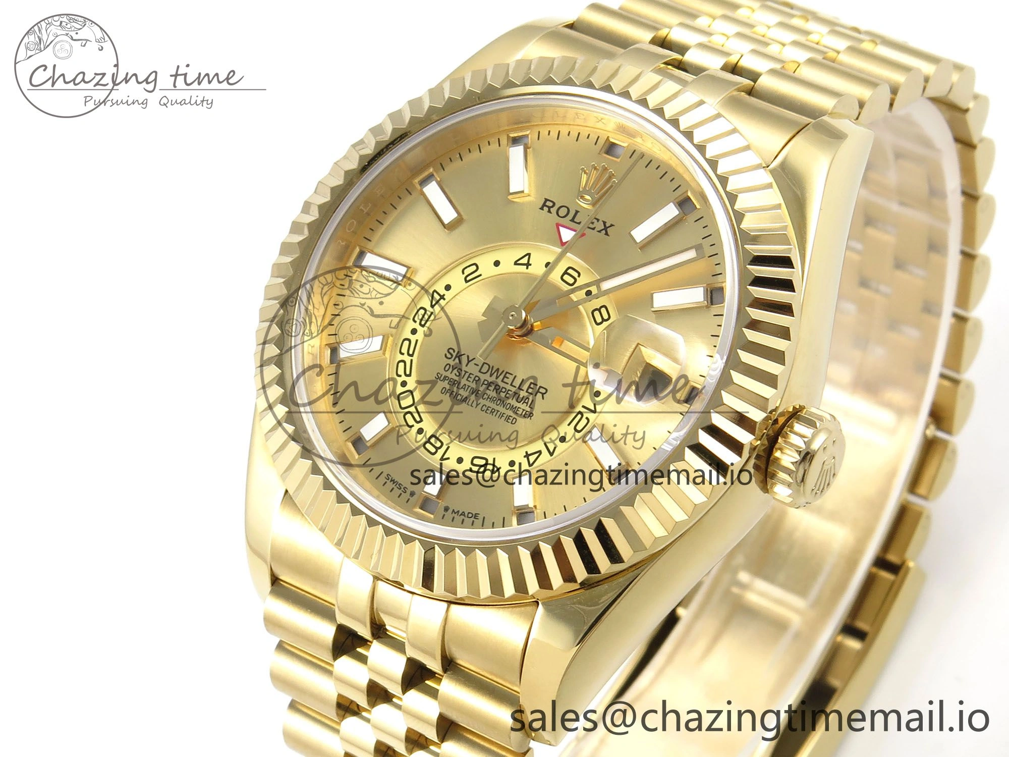 Sky-Dweller YG Noob Best Edition Gold Dial on YG Jubilee Bracelet A23J