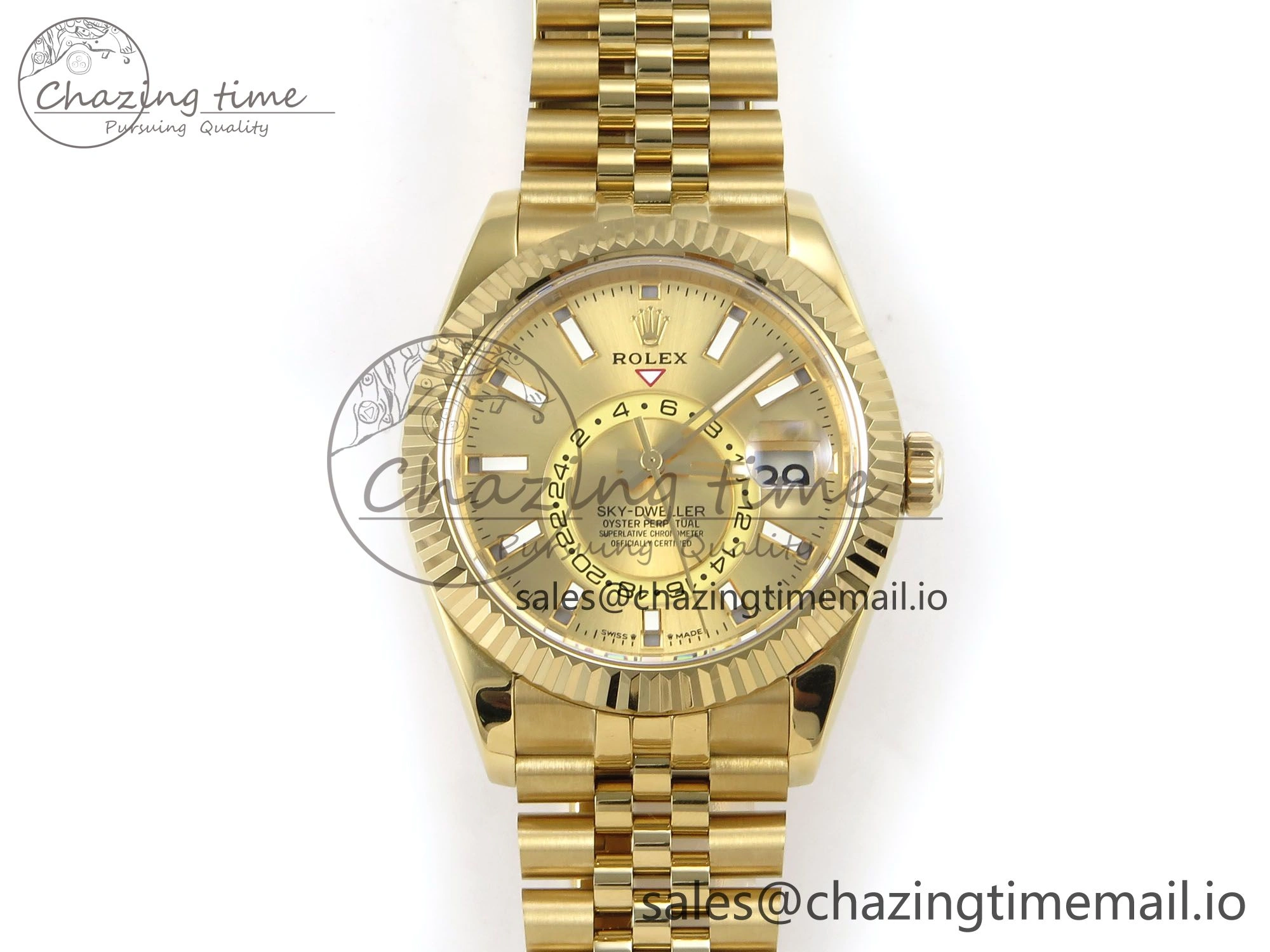 Sky-Dweller YG Noob Best Edition Gold Dial on YG Jubilee Bracelet A23J